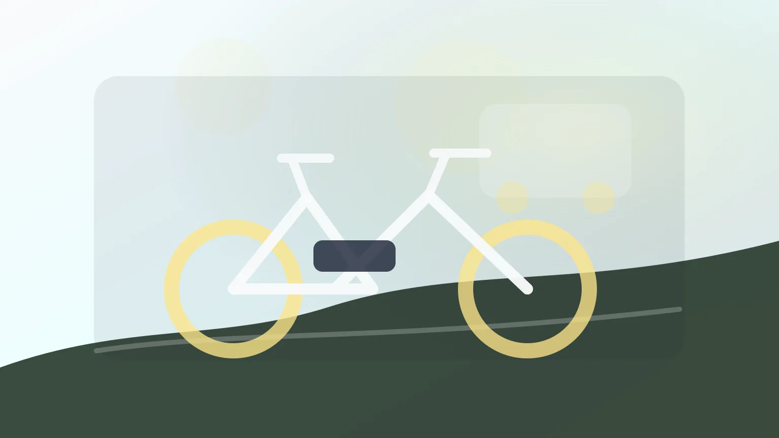 Bicicleta elétrica dobrável junto a uma carrinha de férias sem marca