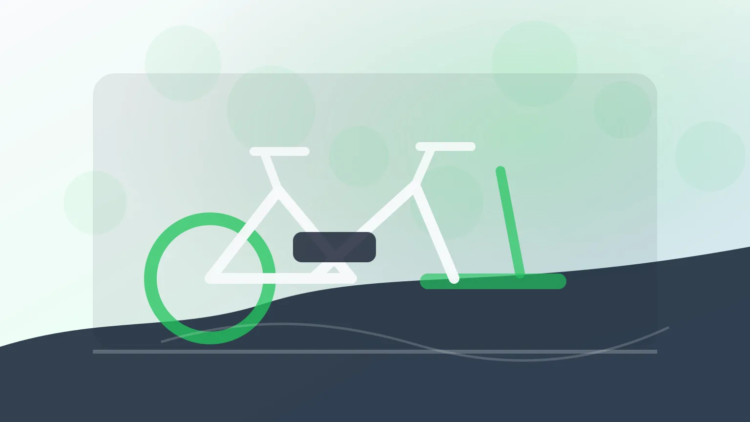 Bicicleta elétrica e trotinete elétrica estacionadas separadamente numa rua urbana
